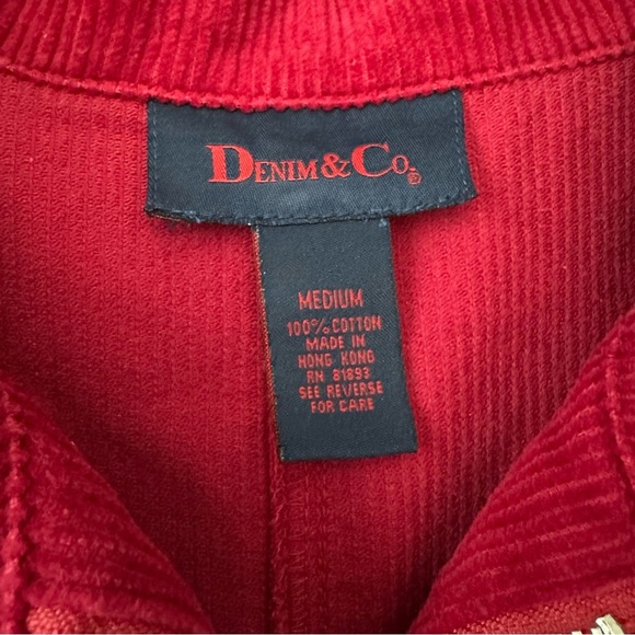 Denim&Co Shacket Womens Size M Red Corduroy Cotton - Picture 7 of 10